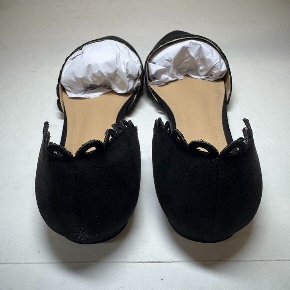 Journee Collection Womens 7.5 M Black Jezlin Scalloped Slip On Flats NIB GZ8 - Picture 4 of 4